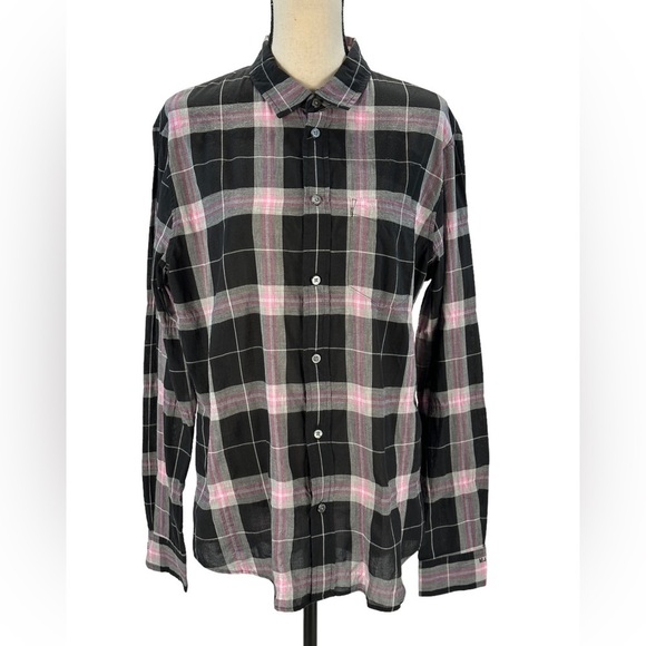 Marc by Marc Jacobs Japanese Fabric Shrunken Fit Plaid Shirt - Black Grey - Med - Picture 1 of 9